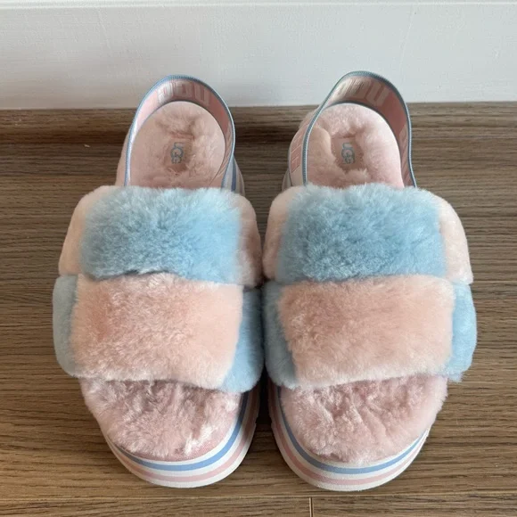 Ugg Disco Checkered platform slides Pink/Blue/White - Picture 13 of 16